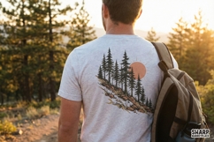 Mountain Pines PNG, Sun Nature Artwork, Retro Forest Shirt Product Image 4