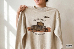 Weird West Alien Saloon, Western UFO PNG Design, Retro Product Image 2