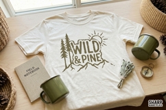 Wild &amp; Pine Nature Graphic, Camping PNG Design, Trendy Product Image 2