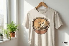 Sleeping Cat In Flower Pot PNG, Cute Cat Digital Download, Product Image 3