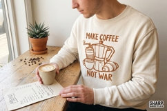 Make Coffee Not War PNG, Funny Coffee PNG Kitchen Art, Product Image 2