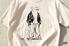 Edgy Anthropomorphic Shark In Leather Jacket And Baggy Product Image 2