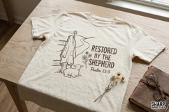 Restored By The Shepherd PNG, Psalm 23:3 Shirt Design, Product Image 2