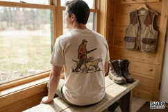 Vintage Hunter With Dogs, Hunting PNG Design, Trendy Shirt Product Image 3