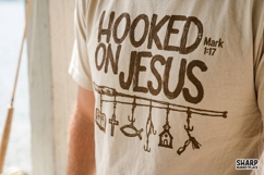 Hooked On Jesus Mark 1:17 Christian Fishing Design, Product Image 5