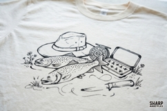 Vintage Fly Fishing Gear Illustration For Summer Outdoors, Product Image 4