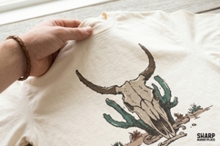 Desert Longhorn Skull With Cactus PNG, Western PNG Product Image 5