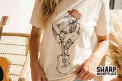 Cowgirl Sitting On Guitar PNG, Western PNG, Trendy PNG, Product Image 3