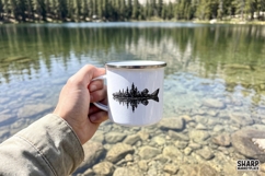 Forest Fish Silhouette With Mountain Lake Reflection PNG, Product Image 4