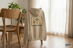 Open Bible PNG With Cross And Autumn Leaf, Religious Product Image 4