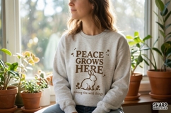 Peace Grows Here PNG, Bunny Nature Shirt Design, Floral Product Image 4