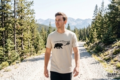 Vintage Walking Bear Mountain Scene, Bear PNG Camping Shirt Product Image 2