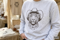 Cowboy Leopard Portrait In A Wide Brim Hat, Western PNG, Product Image 5