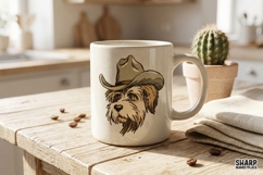 Scruffy Cowboy Dog Portrait Vintage Western PNG Designs, Product Image 4