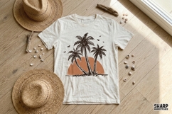Tropical Palm Trees Sunset, Summer PNG Design, Beach Shirt Product Image 3