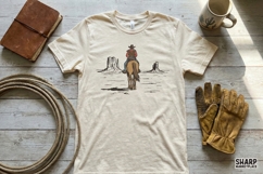 Western Cowboy and Horse PNG, Retro Desert T-Shirt Design, Product Image 2