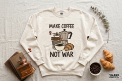 Make Coffee Not War Retro Cafe Graphic With Moka Pot And Product Image 4