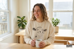 Smiling Hand Drawn Cow Face PNG, Highland Cow Shirt, Product Image 2