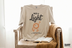 Walk In Light Christian Sunshine Graphic, Trendy PNG For Product Image 2