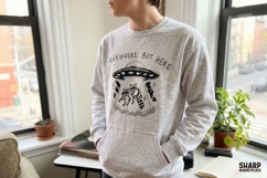 Anywhere But Here PNG, Funny Raccoon UFO Abduction Art, Product Image 7