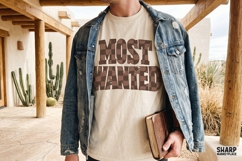 Most Wanted Distressed Western Text PNG, Vintage Cowgirl Product Image 3