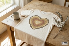 Heart Tree Rings PNG, Rustic Wood Slice Design, Nature Product Image 4