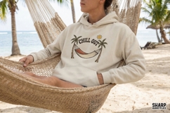 Chill Out PNG, Retro Summer Hammock Design, Palm Tree Beach Product Image 3
