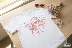 Cupid With Heart Sunglasses PNG, Cute Angel Blowing Kiss, Product Image 2