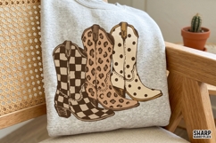 Patterned Cowgirl Boots Trio With Checker Leopard Dots, Product Image 4