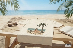 Retro Beach Girl PNG, Summer Palm Tree Digital Design, Product Image 2