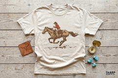 Galloping Cowboy On Horse Vintage Western PNG, Trendy Product Image 4
