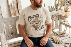 Cowboy Killer Skeleton Smokes In A Hat, Halloween PNG And Product Image 2