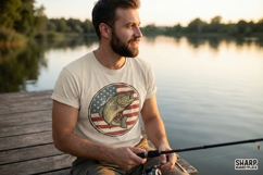 American Flag Bass PNG, Patriotic Fishing Shirt Design, USA Product Image 3