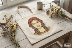 Boho Woman With Braids PNG, Hand Drawn Girl Portrait Art, Product Image 3