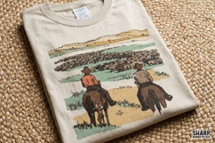 Two Cowboys Herding Cattle Scene, Western PNG Designs And Product Image 4