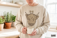 Floral Highland Cow PNG, Flowers PNG, Cow PNG Farm Animal Product Image 3