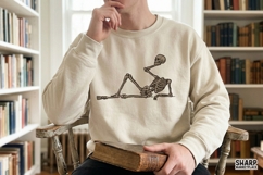 Lounging Skeleton, Halloween PNG, Trendy PNG, Shirt PNG, Product Image 2