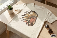 Vintage Native Chief PNG, Tribal Headdress Shirt Design, Product Image 2