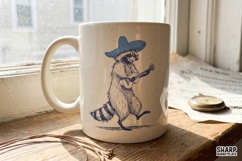 Blue Sombrero Raccoon With Ukulele, Western PNG Art For Product Image 4
