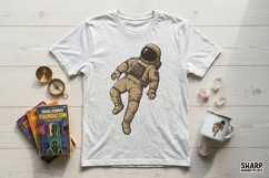 Vintage Floating Astronaut Spacesuit Illustration, Space Product Image 2