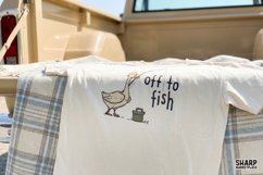 Off To Fish Funny Goose Fishing Quote, Fishing Summer Shirt Product Image 5