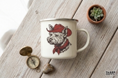 Cowboy Terrier Portrait With Red Hat, Western Dog Mom Shirt Product Image 3