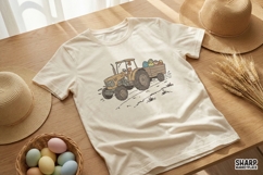 Easter Tractor PNG, Farm Eggs Digital Design, Vintage Product Image 2