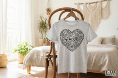 Amour PNG, Heart With Roses Flower PNG, French Love Product Image 4