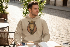 King Lion PNG, Regal Animal Crest, Crowned Lion Head PNG Product Image 3