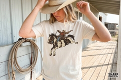 Bronco Rider Rodeo Scene, Western PNG Horse Art, Cowboy PNG Product Image 2