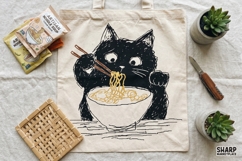 Black Cat Eating Noodles PNG, Cute Japanese Ramen Kitty Product Image 4