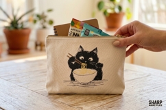 Black Cat Eating Noodles PNG, Cute Japanese Ramen Kitty Product Image 5