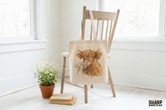 Floral Highland Cow Portrait With Daisies, Highland Cow Product Image 2