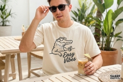 Easy Vibes Summer Trendy Shirt Sublimation, Funny Alligator Product Image 4